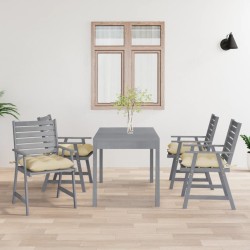 Sedie Pranzo per Esterni con Cuscini 4 pz Legno Massello Acacia