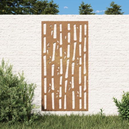 Decorazione Muro da Giardino 105x55 cm Bambù in Acciaio Corten