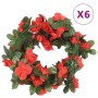 Ghirlande Fiori Artificiali 6 pz Rosso Primaverile 250cm