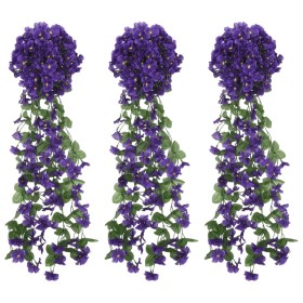 Ghirlande Fiori Artificiali 3 pz Viola Scuro 85cm