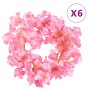 Ghirlande Fiori Artificiali 6 pz Rosa Scuro 180cm