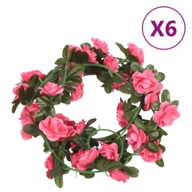 Ghirlande Fiori Artificiali 6 pz Rosso Rosa 240cm