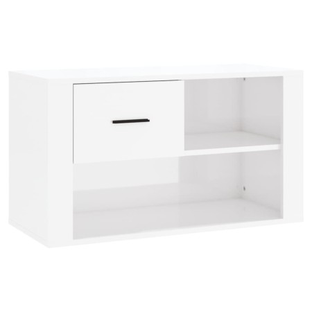 Scarpiera Bianco Lucido 80x35x45 cm in Legno Multistrato