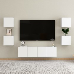 Set di Mobili Porta TV 6 pz Bianco in Legno Multistrato