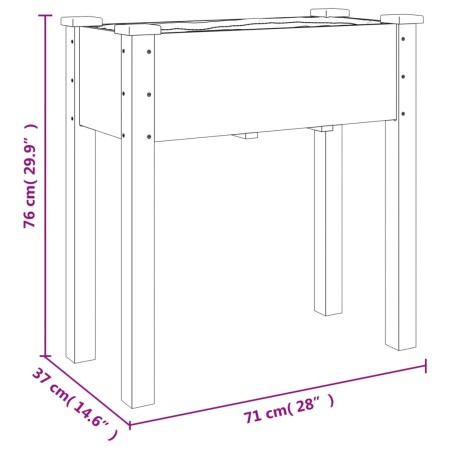 Fioriera con Fodera Grigia 71x37x76 cm Legno Massello di Abete