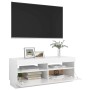 Mobile Porta TV con Luci LED Bianco Lucido 100x35x40 cm