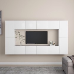 Set Mobili Porta TV 8 pz Bianco in Legno Multistrato