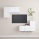 Set Mobili Porta TV 4 pz Bianco in Legno Multistrato