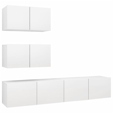 Set Mobili Porta TV 4 pz Bianco in Legno Multistrato