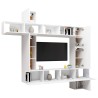 Set Mobili Porta TV 9 pz Bianco in Legno Multistrato