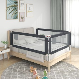 Sponda Letto Sicurezza Bambini Grigio Scuro 200x25 cm Tessuto