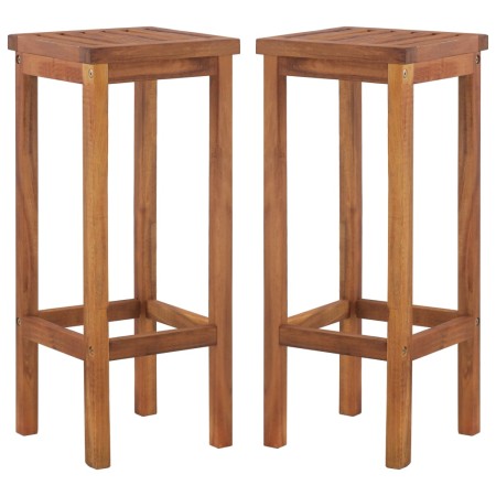 Sgabelli da Bar 2 pz in Legno Massello di Acacia