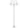 Lampione da Giardino E27 220 cm Alluminio 2 Lampade Bianco