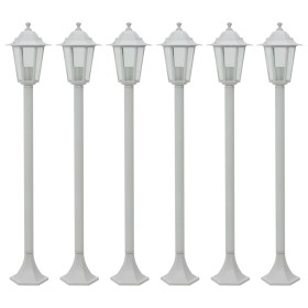 Lampioni da Giardino 6 pz E27 110 cm in Alluminio Bianco