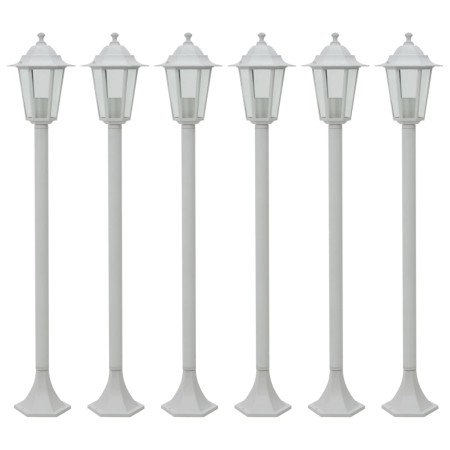 Lampioni da Giardino 6 pz E27 110 cm in Alluminio Bianco