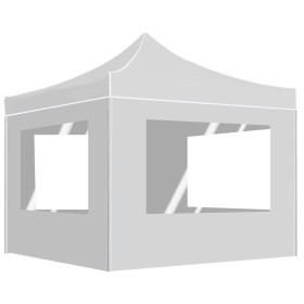 Gazebo Pieghevole con Pareti in Alluminio 3x3 m Bianco