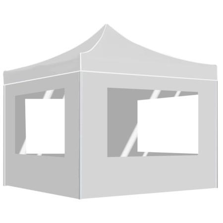 Gazebo Pieghevole con Pareti in Alluminio 3x3 m Bianco