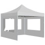 Gazebo Pieghevole con Pareti in Alluminio 3x3 m Bianco