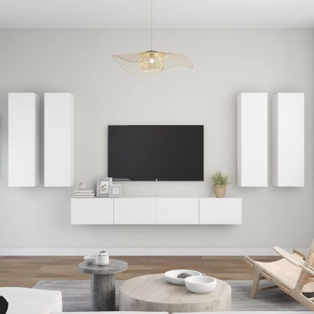 Set Mobili Porta TV 6 pz Bianco in Legno Multistrato