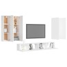 Set Mobili Porta TV 6 pz Bianco in Legno Multistrato