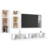 Set di Mobili Porta TV 4 pz Bianco in Legno Multistrato