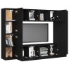 Set Mobili Porta TV 8 pz Nero in Legno Multistrato