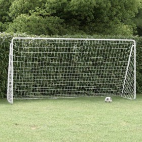 Porta da Calcio con Rete Bianca 366x122x182 cm in Acciaio