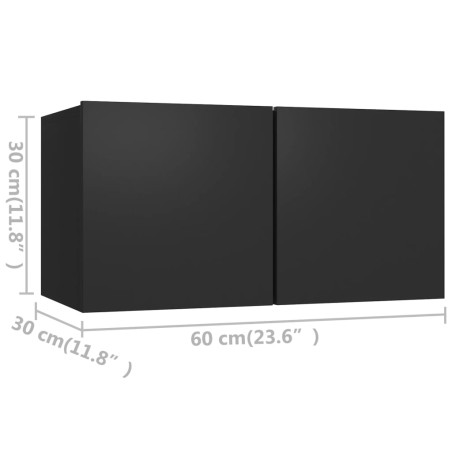 Mobili Porta TV 4 pz Neri 60x30x30 cm in Legno Multistrato