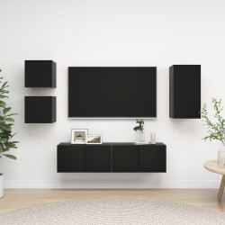 Set di Mobili Porta TV 5 pz Nero in Legno Multistrato