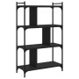 Libreria Nera 4 Ripiani 76x32x123 cm Legno Multistrato