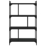 Libreria Nera 4 Ripiani 76x32x123 cm Legno Multistrato