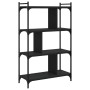 Libreria Nera 4 Ripiani 76x32x123 cm Legno Multistrato