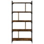 Libreria Rovere Fumo 5 Ripiani 76x32x158 cm Legno Multistrato