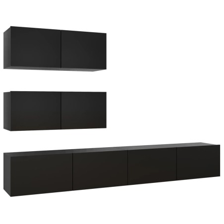 Set di Mobili Porta TV 4 pz Nero in Legno Multistrato