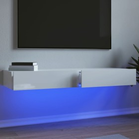 Mobili Porta TV con Luci LED 2pz Bianco Lucido 60x35x15,5 cm