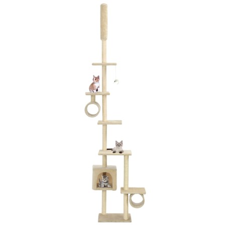 Albero per Gatti con Pali Tiragraffi in Sisal 260 cm Beige