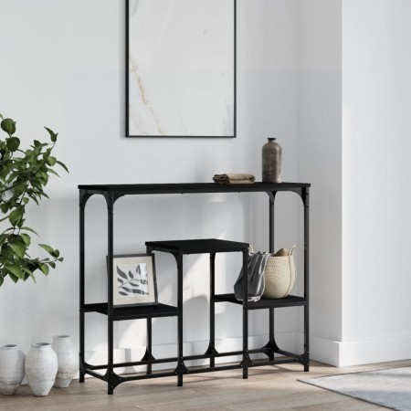 Tavolino Consolle Nero 89,5x28x76 cm in Legno Multistrato