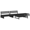 Set Salotto da Giardino 4 pz Nero in Legno Massello di Pino