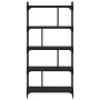 Libreria Nera 5 Ripiani 76x32x158 cm Legno Multistrato