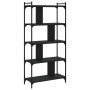 Libreria Nera 5 Ripiani 76x32x158 cm Legno Multistrato