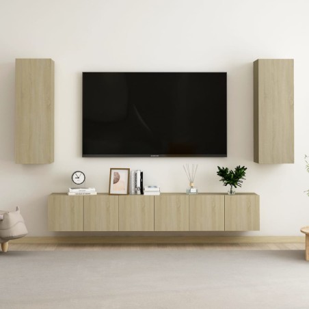 Set di Mobili TV 5 pz Rovere Sonoma in Legno Multistrato