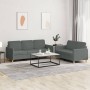 Set di Divani 2 pz con Cuscini Grigio Scuro in Tessuto