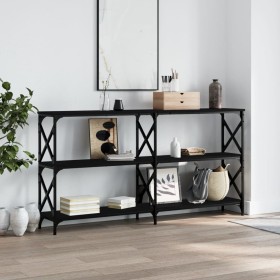 Tavolino Consolle Nero 156x28x80,5 cm in Legno Multistrato