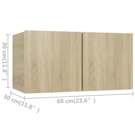 Set di Mobili Porta TV 3 pz Rovere Sonoma in Legno Multistrato