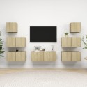 Set di Mobili Porta TV 7 pz Rovere Sonoma in Legno Multistrato