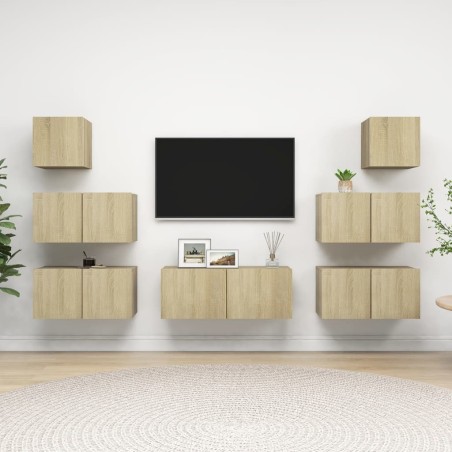 Set di Mobili Porta TV 7 pz Rovere Sonoma in Legno Multistrato