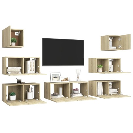 Set di Mobili Porta TV 7 pz Rovere Sonoma in Legno Multistrato