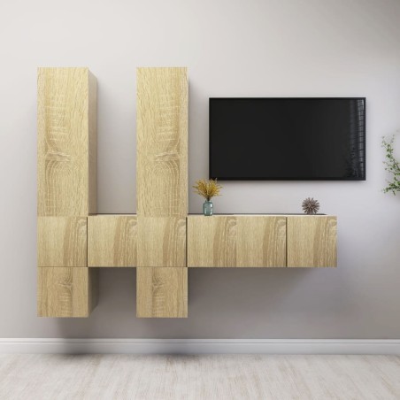 Set di Mobili Porta TV 7 pz Rovere Sonoma in Legno Multistrato