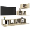 Set di Mobili Porta TV 4 pz Rovere Sonoma in Legno Multistrato