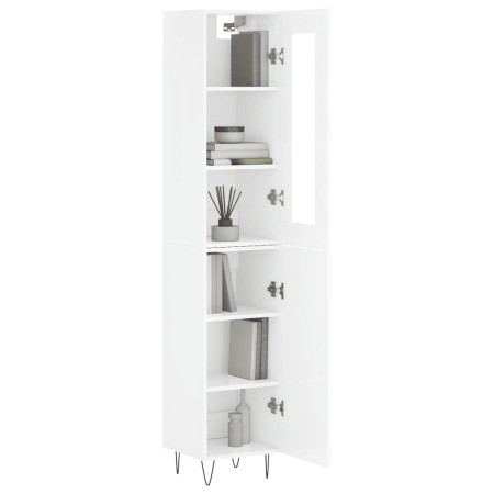 Credenza 34,5x34x180 cm in Legno Multistrato Bianco Lucido